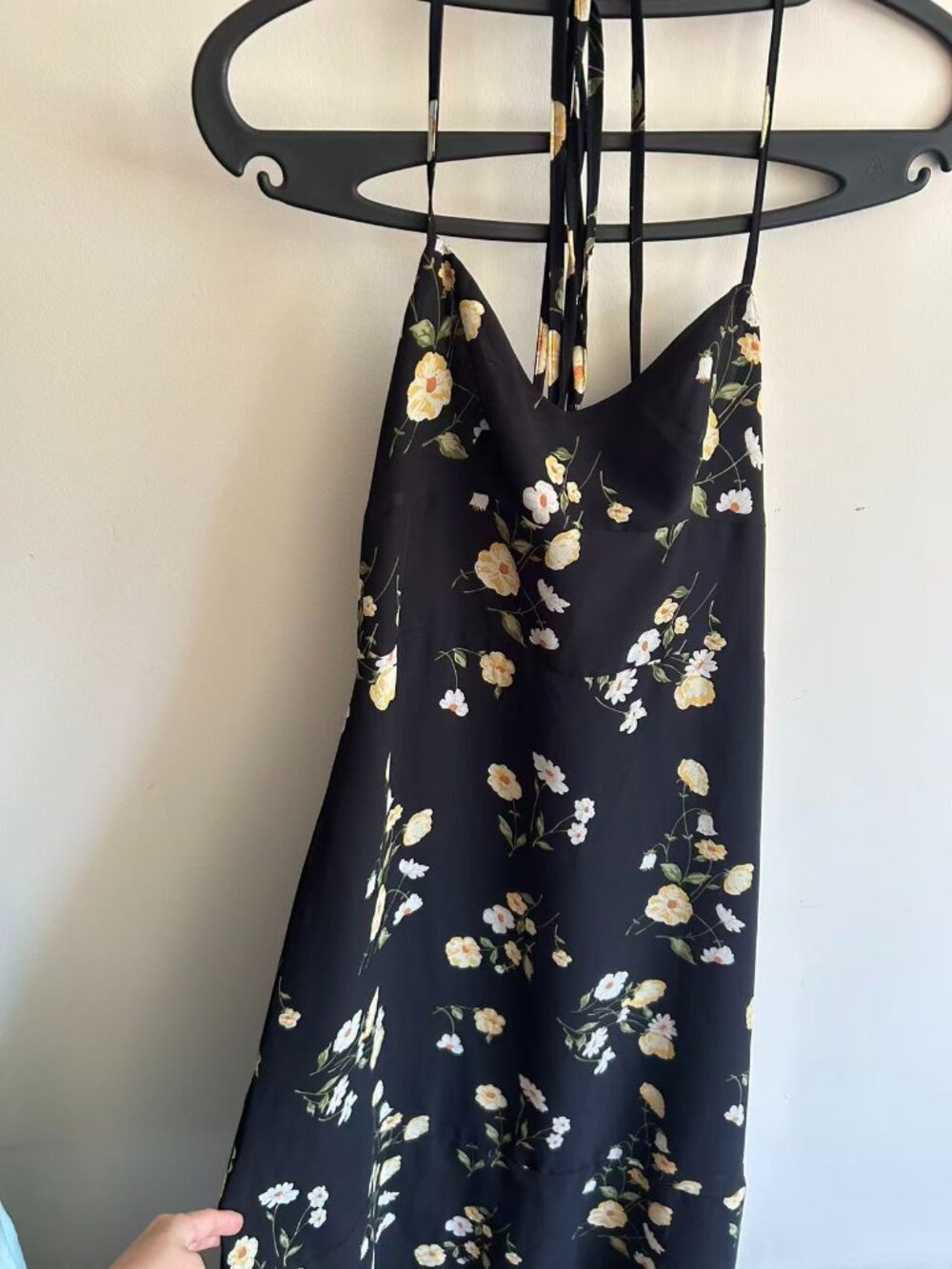 Reformation (unbranded) Black Floral Dietrich Dress